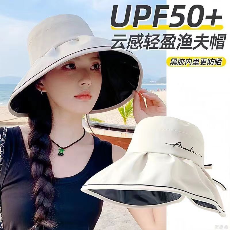 Sunscreen Hat Women's New Western Style Age-reducing Elegant 2024 Style Sun Hat Wide Brim Widened Face