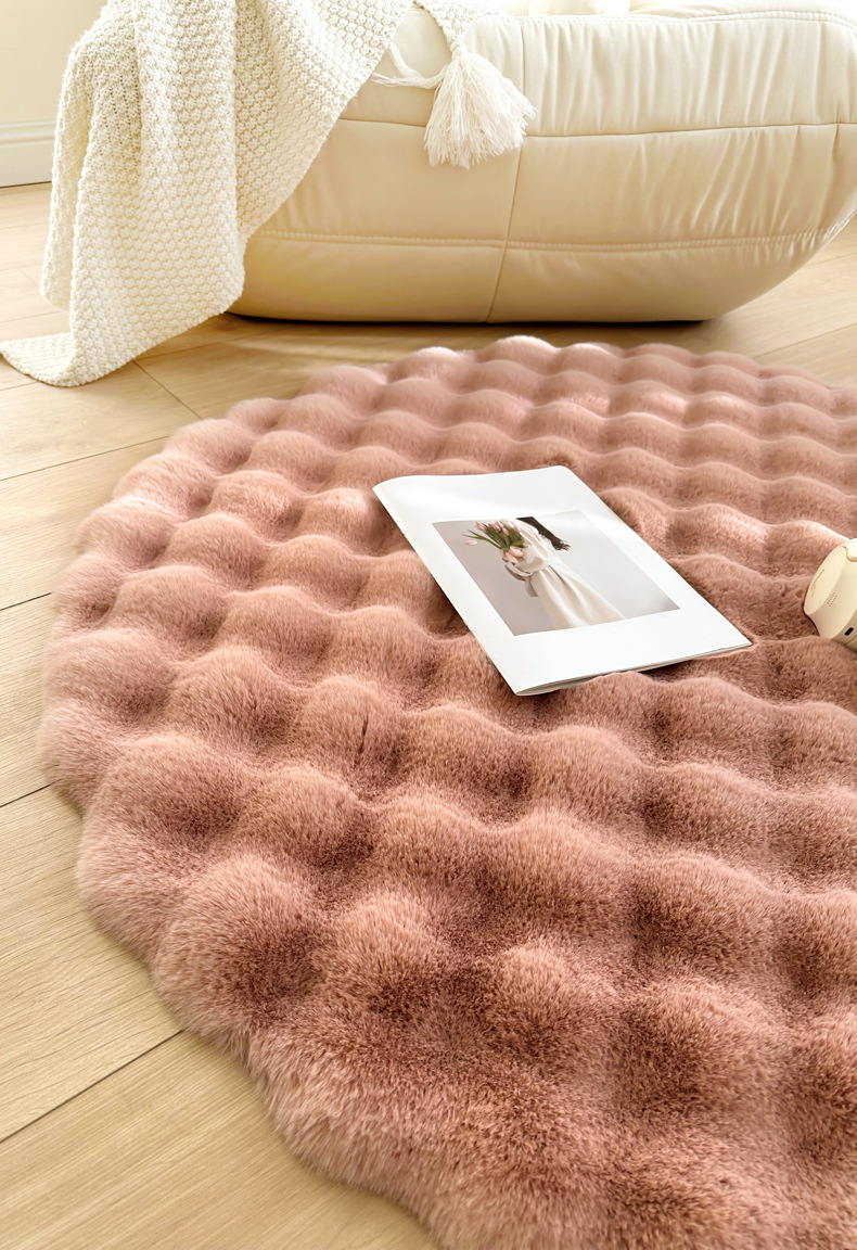 Cream Style Rabbit Plush Round Carpet Lazy Single Sofa Round Floor Mat Living Room Coffee Table Dressing Table Bedside Carpet
