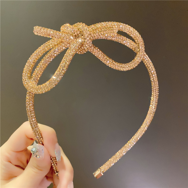 90g Weight Hair Band Hair Accessories Type 1 Piece Quantity Carnival, Street Occasion Hot Drill Material Bow Knot Pattern Women's Gender Diamond Design Fairy Style Style Fairy Style Women's Bow Knot Hot Drill Diamond Hair Band 10