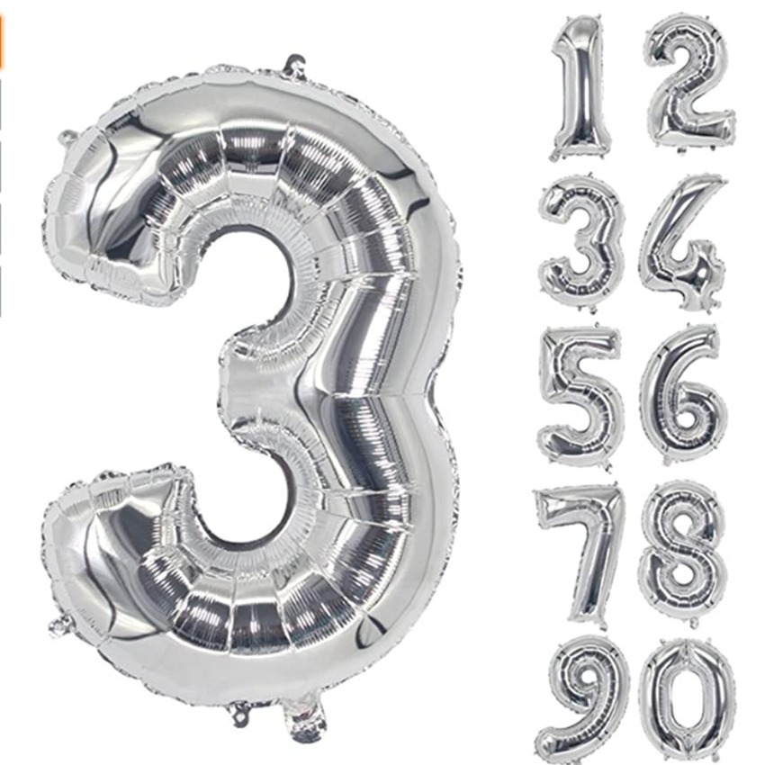 32 inch silver color digital balloon wedding festival digital balloon children birthday party decoration supplies balloon