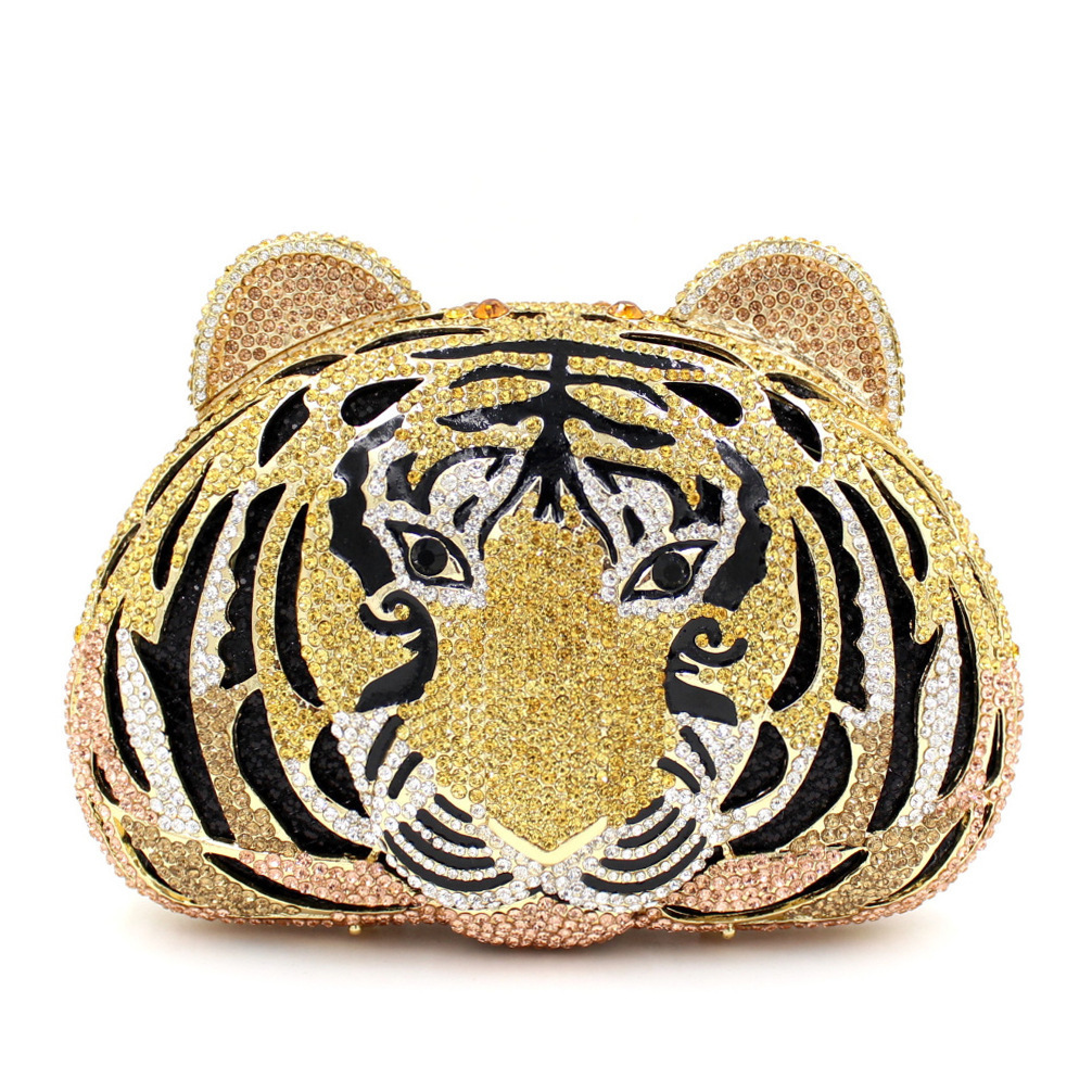 Selección estricta tigre bolsa de cristal tigre diamante bolsa de cena fiesta hueco diamante bolsa de mano de mujer