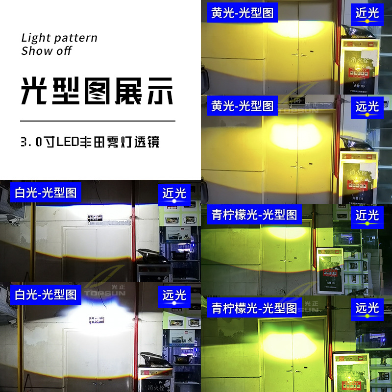 Modificación de la lente de doble luz LED de 3 pulgadas adecuada para Toyota Ruizhi Camry predominante dosel lejos y cerca de la luz antiniebla delantera integrada image 5