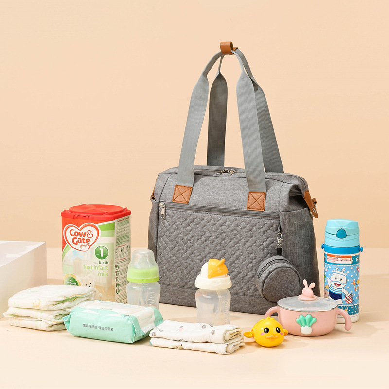 Bolsa portátil para mamás con separación seca y húmeda a prueba de salpicaduras, bolsa de almacenamiento para biberones de bebé con varilla de tracción multifuncional