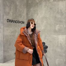 2025女加大码羽绒棉棉服中长款棉衣韩版棉袄带帽立领加厚宽松外套