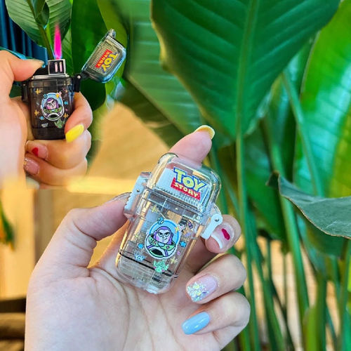 Buzz Lightyear Pink Flame Lighter Necklace Windproof Cute Cartoon Girl Gift for Boyfriend Creative Wholesale