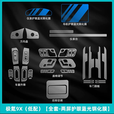 Models of Zeekr 9X Window: Car interior film - ji-krypton-9x-low-configuration-full-set-two-screen-eye-protection-blue-light-tempered-film