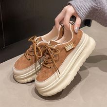 35-43码 软皮厚底德训鞋41秋季新款增高板鞋休闲运动鞋42大码女鞋