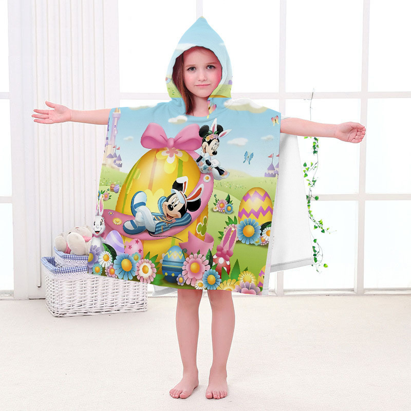 Cross-border children's bathrobe Mickey Easter home Bath wearable towel cotton hooded cloak bath towel beach towel Cross-border children's bathrobe Mickey Easter home Bath wearable towel cotton hooded cloak bath towel beach towel