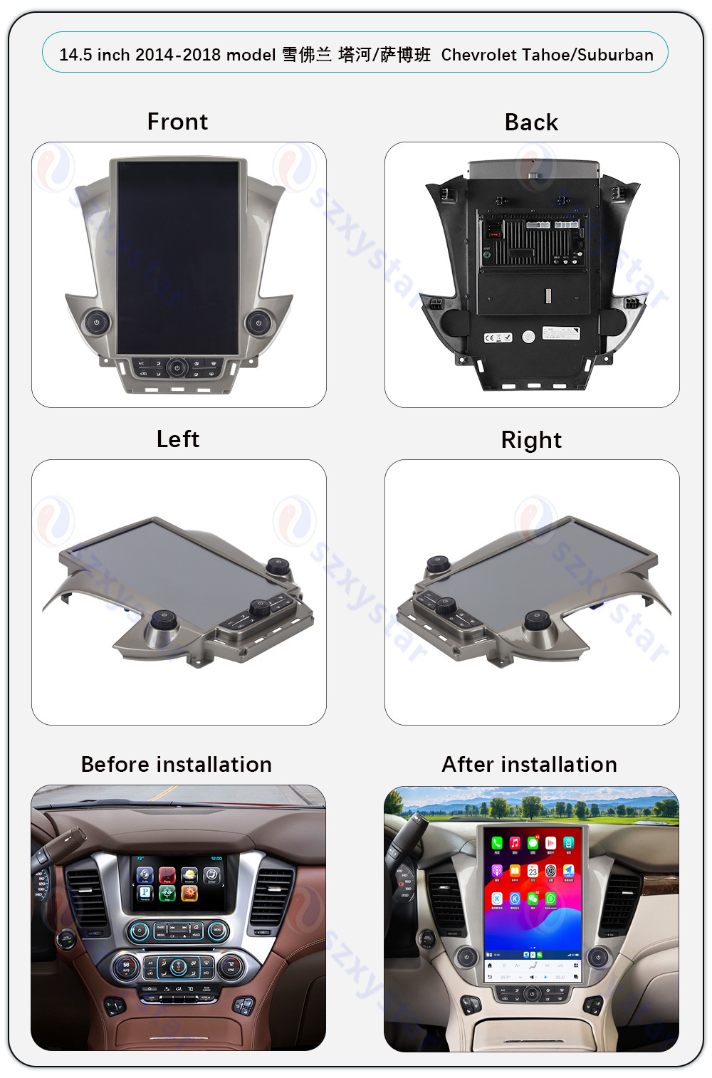 Suitable for 14.5inch Chevrolet Tahoe/Suburban Android Large Vertical Screen Carplay Car Navigation