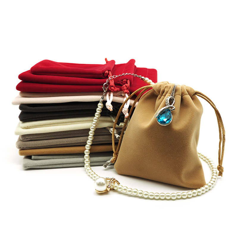 高档珠宝包装长毛绒束口袋绒布袋戒指项链包装袋首饰袋口红收纳袋