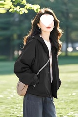 2025春装连帽冲锋衣宽松外套女春季百搭通勤休闲小众夹克工厂一件