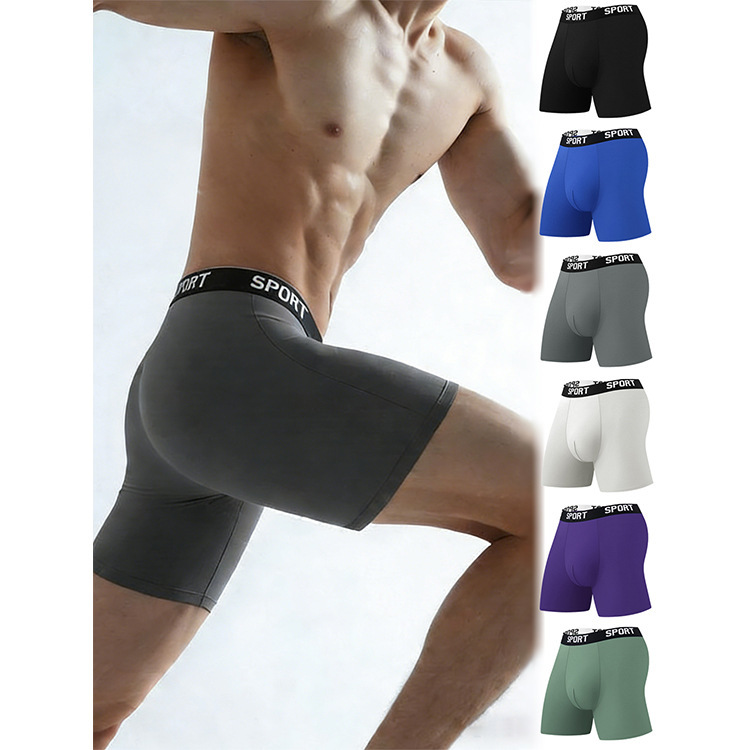 Cross-Border Direct Supply Men's Sports Boxer Briefs, Long Running Fitness Quick-Dry Extended Style American-Style Boxer Shorts with Anti-Chafing Crotch Cross-Border Direct Supply Men's Sports Boxer Briefs, Long Running Fitness Quick-Dry Extended Style American-Style Boxer Shorts with Anti-Chafing Crotch