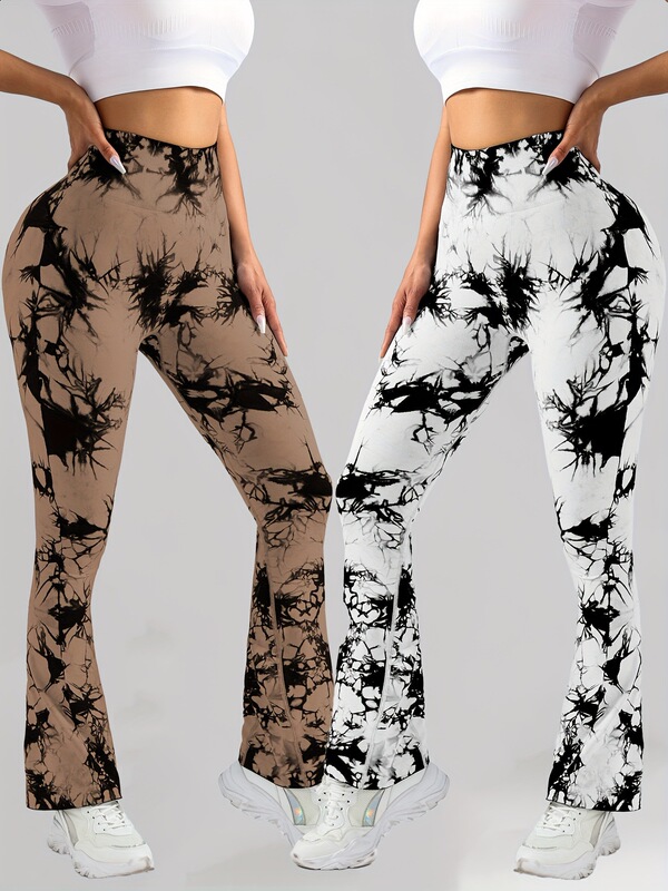 D 26487 Seams Tie-Dye Yoga Pants Peach Butt Yoga Pants