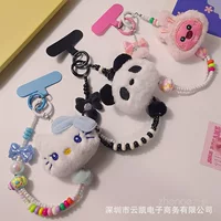 Плюшевая маленькая минифигура, милая короткая мобильная телефонная подвеска со бусинами, панда