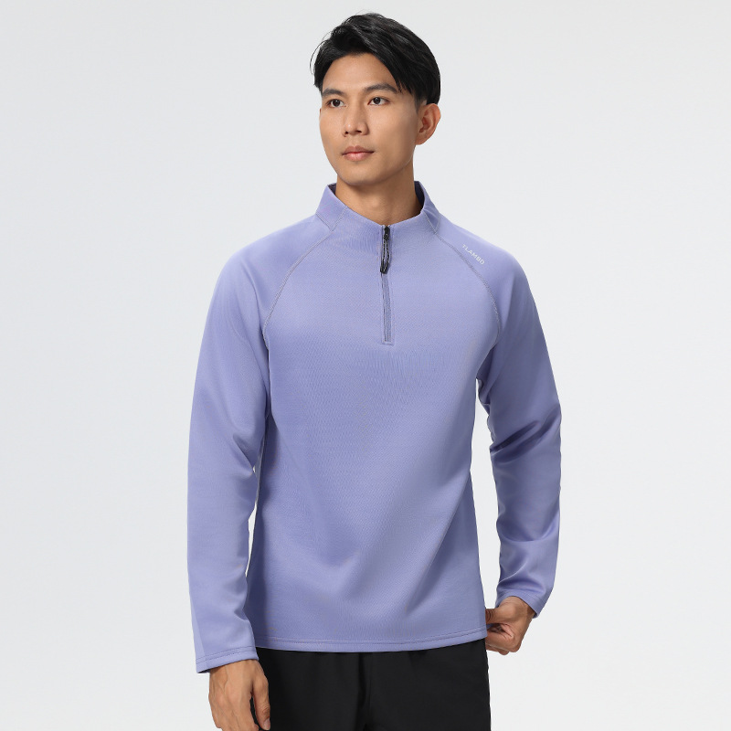 Media cremallera collar de pie al aire libre correr deportes suéter ropa de secado rápido hombres manga larga Camiseta fitness tiro ropa de entrenamiento