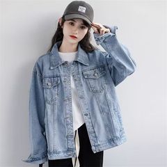 2025年春と秋の男性と女性のためのデニムジャケット、多用途のルーズBFスタイルの小さなレトロジャケットトップトレンディ