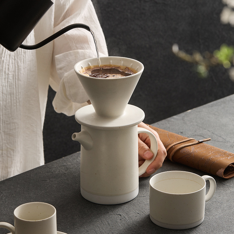 Taza de filtro de café de cafetera de cerámica de montaña y río, taza de filtro de café de goteo, filtro de café de tipo goteo, conjunto de utensilios para compartir cafetera