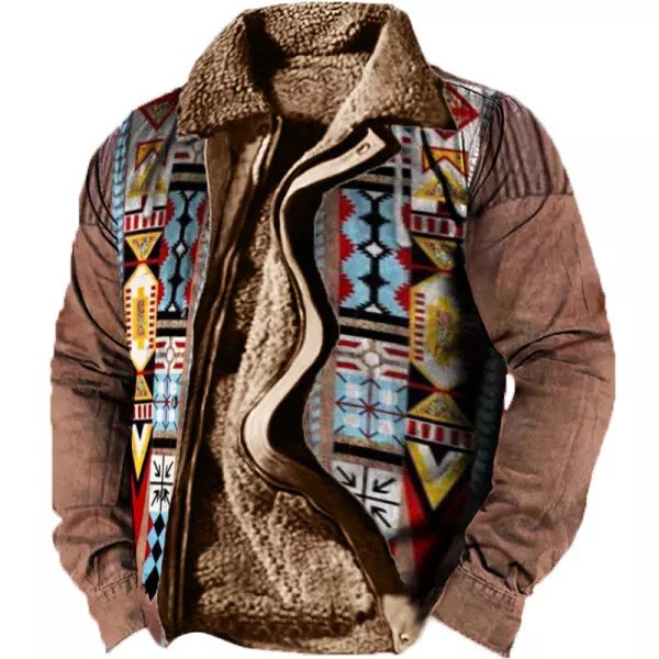 Cross-border en stock bolsillo de costura lateral engrosada casual cremallera suelta Lobo marrón Chaqueta de algodón de manga larga para hombres jóvenes