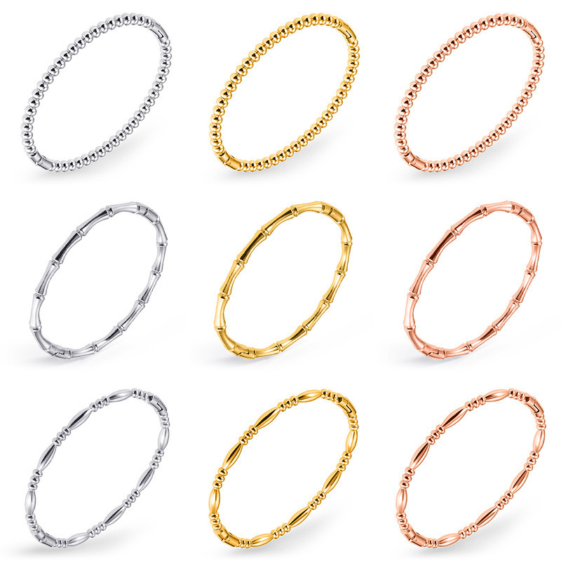Cross border hot selling titanium stalen armband voor vrouwen, niet-vervagende bamboe gesp, niche ontwerp, modieus temperament, retro hand sieraden_voghion.com