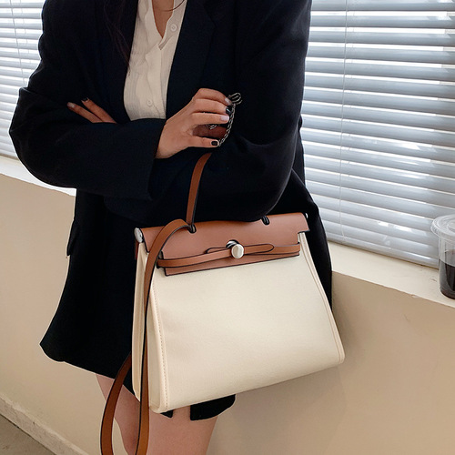 Cross-border European and American fashion tote bag new canvas women's bag retro briefcase handbag single shoulder crossbody bag