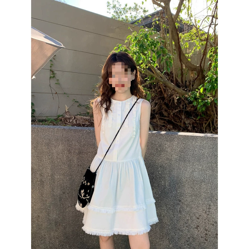 Женское платье-майка с рюшами и кисточками во французском стиле, новый летний дизайн с уникальным и элегантным облегающим коротким платьем.