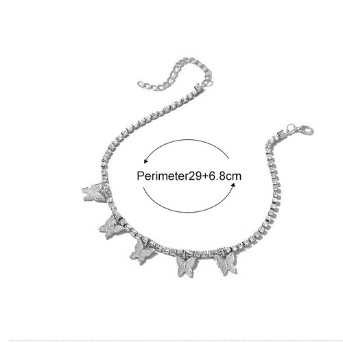 Cross-border hot selling creative rhinestone butterfly anklet simple temperament claw chain tassel foot decoration fashion beach jewelry wholesale
