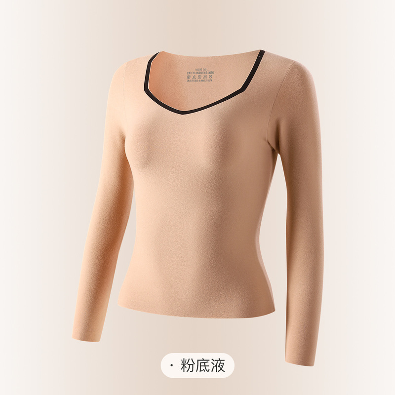 肌底衣女发热方领保暖内衣防静电面膜打底衫秋衣女士德绒发热外穿|undefined