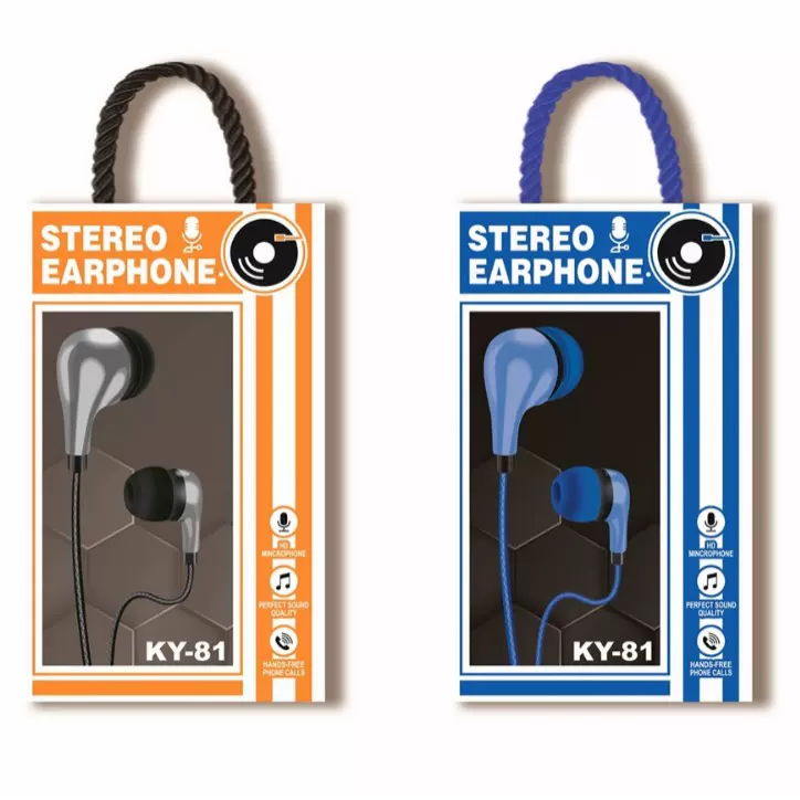 恒爵KY-81入耳式立体声通话多彩耳机礼盒装带麦电镀工艺重低音线