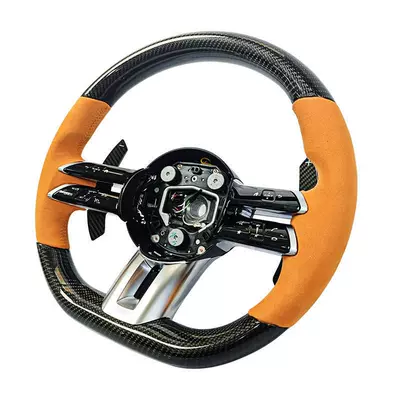 Steering wheel Wheel with Genuine Leather and Multi-Function - orange-yellow