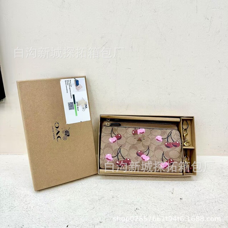 2025 New Cross-Border Koujia Fashion Cherry Lip Print Long Wallet Women's Long Wallet Cross-Border