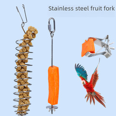 Stainless Steel Fruit Fork & Stick for Birds, Parrot Feeder Clip—Specialized Tool for Serving Fruit to Parrots