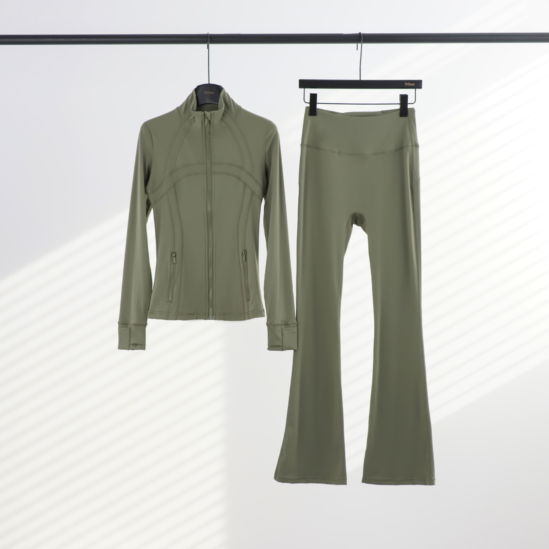 LULU chaqueta de cuello de喇叭 con cremallera, chaqueta de cuerpo, chaqueta de yoga elástica, mujer