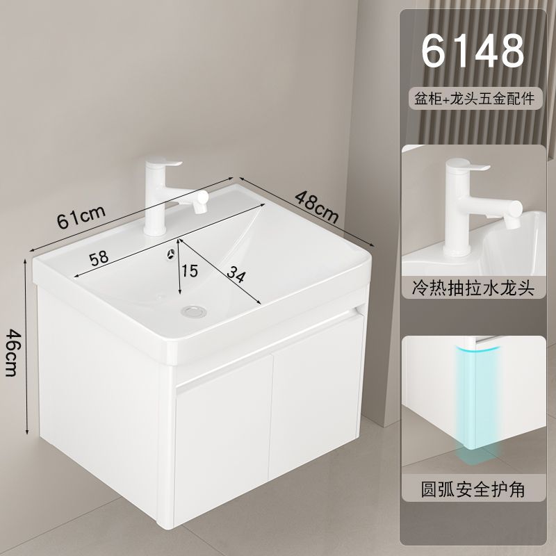 Gabinete de baño lavabo combinación redondeada lavabo de baño lavabo integrado lavabo de cerámica pequeño apartamento super estrecho