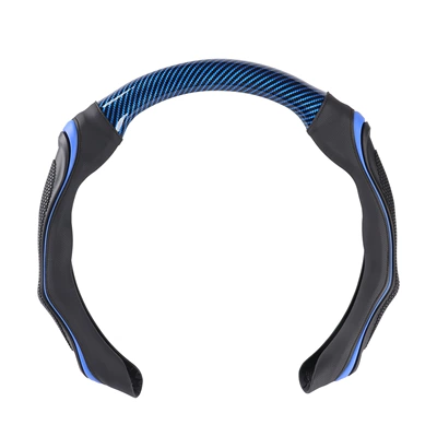 Particles, All-Season Universal Full Leather – Steering wheel cover - blue-38cm