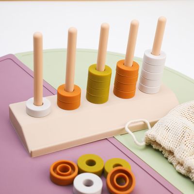 蒙氏全硅胶对数柱套柱套圈积木儿童1-3岁早教益智拼装叠叠乐玩具|ru