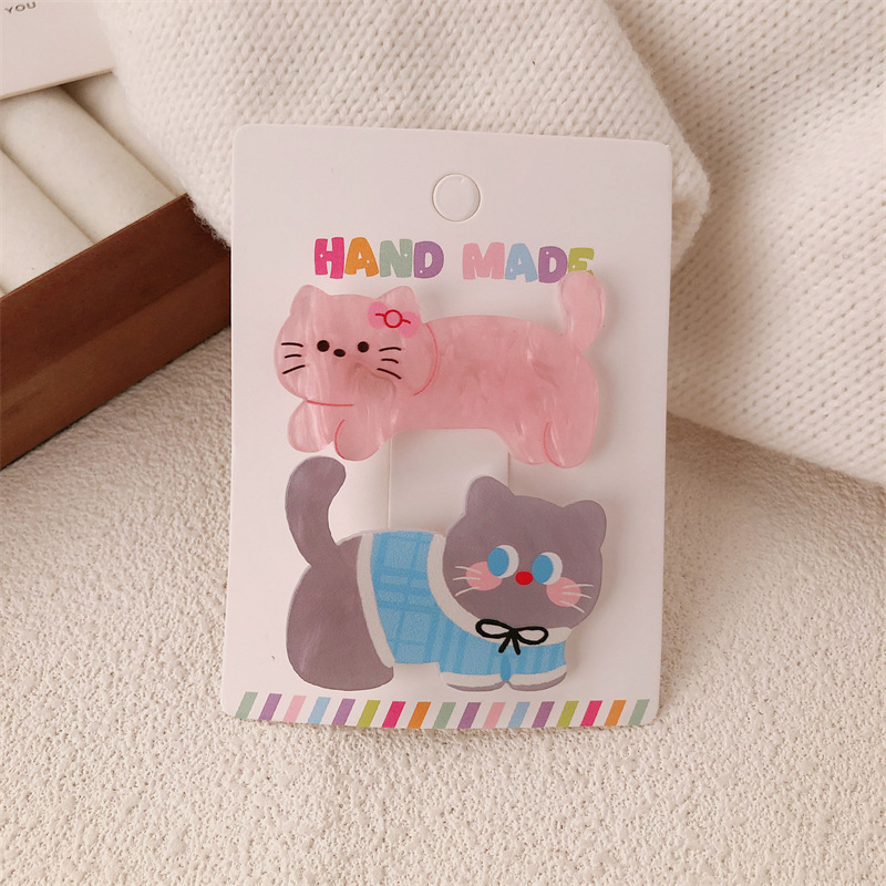 Caricatura encantadora onda punto perrito gatito broche de cabello de niña corazón arco de cabello roto fijación de bordes broche de cabello de gatito universal