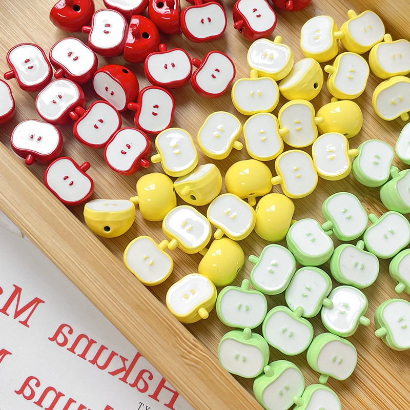 [アップル] 立体合金ドリップオイルグリーンアップルレッドアップルビーズルースビーズ DIY ブレスレットネックレスビーズ素材|undefined