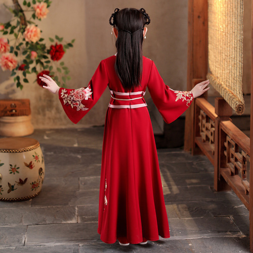 Girls kids red hanfu Chinese Princess dress hanfu fairy dress Chinese ancient costume outfit Ru skirt fairy  hanfu skirt