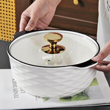 双耳汤碗家用高颜值陶瓷餐具带盖大碗套装5新大号酸菜鱼大盆