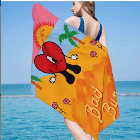Amazon Halloween Christmas Bunny love absorbent quick-drying sand-proof beach towel microfiber bath towel