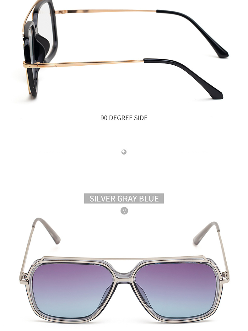 Fashion Wide Frame Metal Sunglasses Wholesale display picture 4