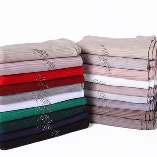 Solid Color Threaded Modal Long Scarf Rhinestone Mark Rib Pit Scarf Monochrome jersey Sweatcloth Headscarf