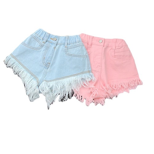 Girls' pants washed denim mustache distressed shorts hot pants 24 summer clothes new foreign trade children's clothing drop shipping 3-8 years old