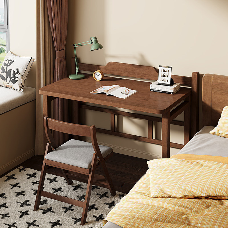 Nuevo escritorio plegable, escritorio de computadora de madera maciza, escritorio de estudio, escritorio de escritorio simple al lado de la cama, dormitorio de pequeña casa image 1