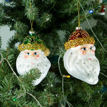 跨境新款聖誕節掛飾吊飾 玻璃手工制品聖誕樹裝飾品聖誕老頭2個裝