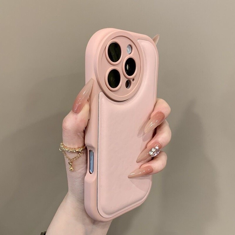 Trendy Popular Air Cushion Leather Texture Shockproof Case for Apple 16 Pro Max, 15 Pro, Personalized 14 Protective Cover