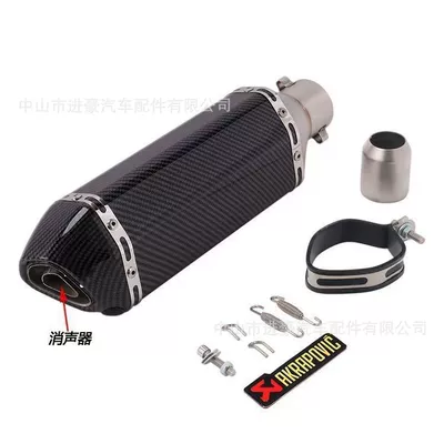 Motorcycle exhaust pipe 370mm Modified Exhaust Pipe - 370-full-carbon-imitation-single-hole