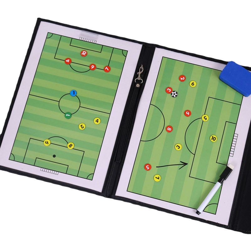 Football tactical board color 2.5 fold basketball coach this leather teaching board magnetic with pen factory long-term supply