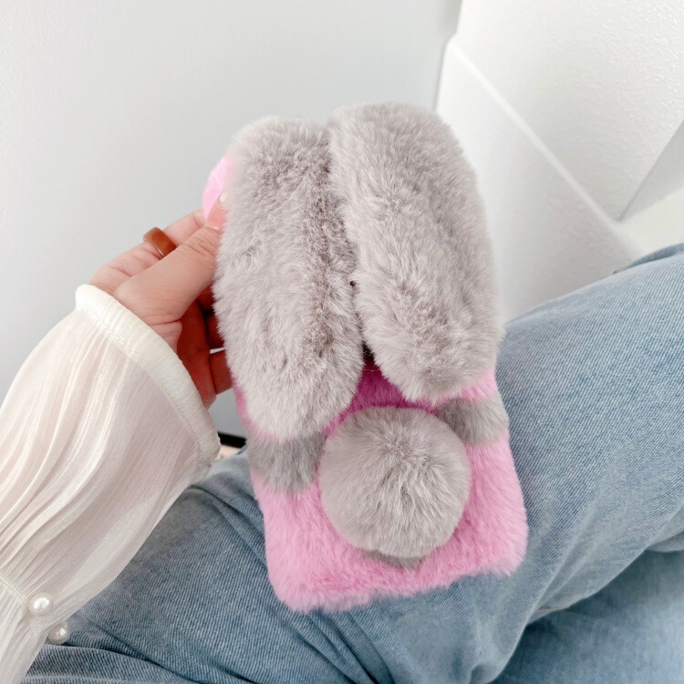 Suitable for Apple 17/16/15 Plush Cute Rabbit Ears 14Promax Warm Autumn and Winter 13/12Pro Mobile Phone Case