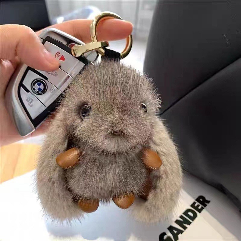 [Colección de animales de peluche] llavero de automóvil de peluche pequeño conejo colgante bolso de muñeca de peluche colgante
